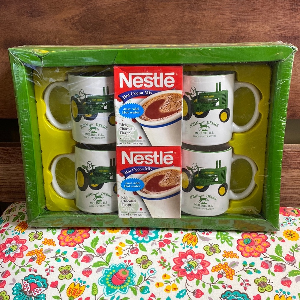 JOHN DEERE MOLINE, ILL. MODEL "A" TRACTOR MUGS--Original Plastic Wrap